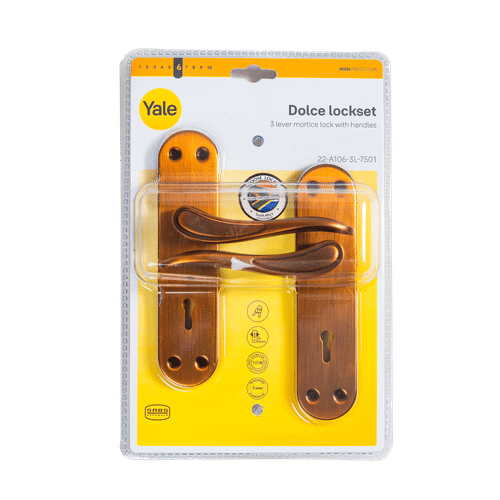 YALE DOCLE COFFEE FINISH 3 LEVER LOCKSET