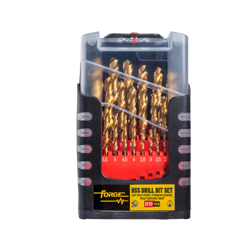 FORGE 25 PIECE HSS 1-13mmDRILL BIT SET