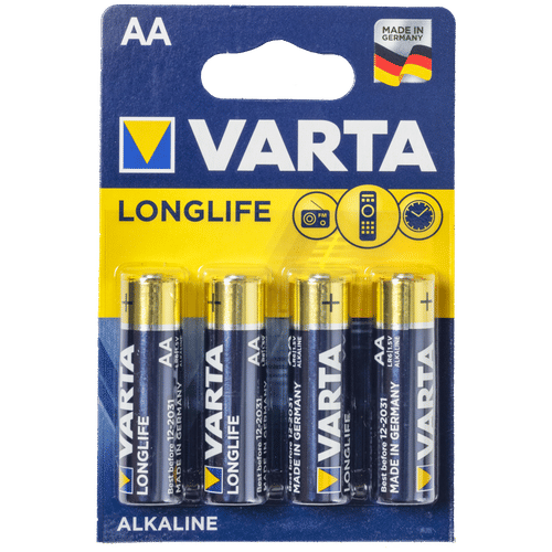 VARTA LONG LIFE 4 PACK AA ALKALINE BATTERY