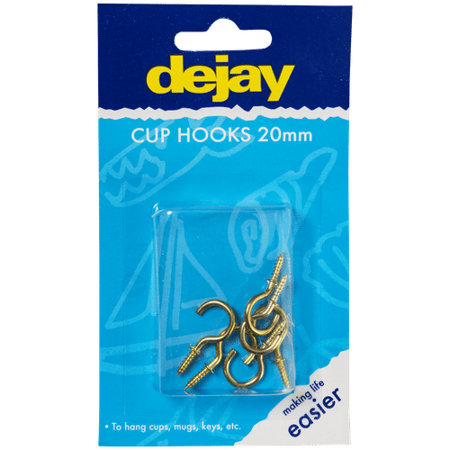 DEJAY BRASS 6 PACK 20mm CUP HOOK