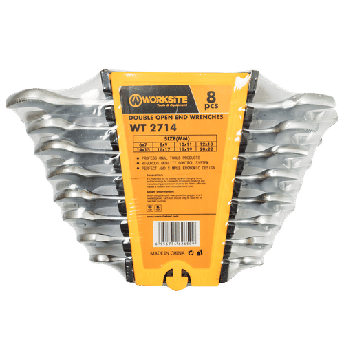 WORKSITE DOUBLE OPEN END 8pc 8-24mm SPANNER SET 