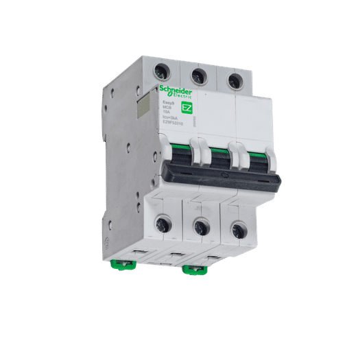 SCHNEIDER EASY9 3 POLE CURVE C 3ka 10a MCB