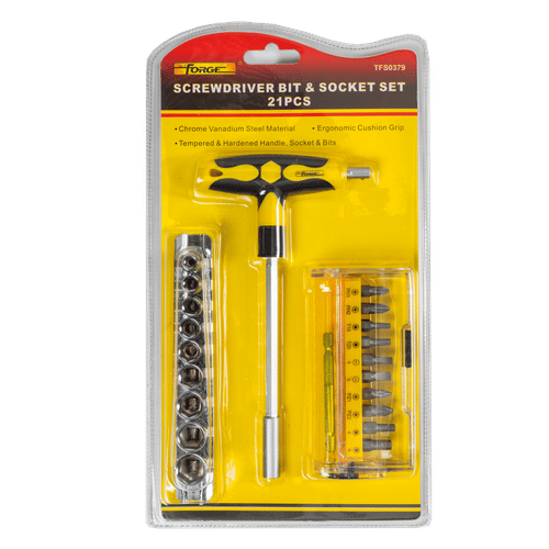 FORGE 21 PIECE SCEWDRIVER BIT & SOCKET SET