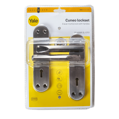 YALE CUNEO BLACK FINISH 3 LEVER LOCKSET