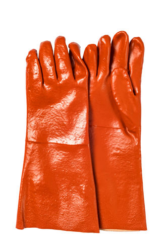 PVC BROWN/RED 40cm LONG GLOVES