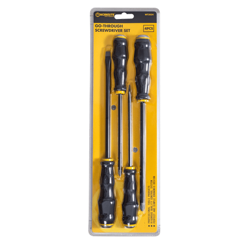 WORKSITE WT2024 4pc GO THROUGH SCREWDRIVER SET