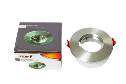 SYNERJI SY25294 ALUMINIUM SILVER BRUSH 60mm FIXED DOWNLIGHTER