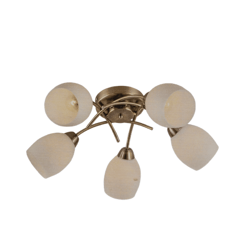 BRIGHTSTAR CH489/5 ANTIQUE WHITE GLASS METAL CHANDELIER