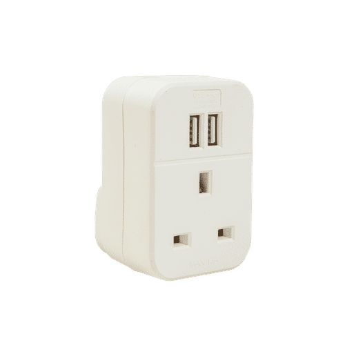 TWIN USB ADAPTOR WHITE 