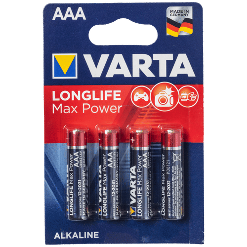 VARTA LONG LIFE MAX POWER 4 PACK AAA ALKALINE BATTERY