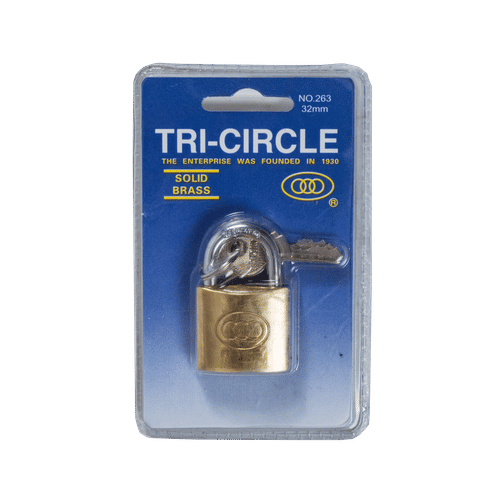  TRI-CIRCLE 32mm BRASS PADLOCK      