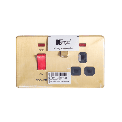 KENGO BRASS DP 45a DP COOKER UNIT WITH 13a SOCKET OUTLET + NEON