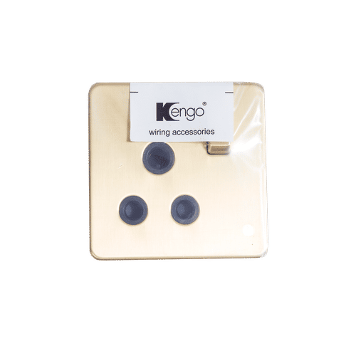 KENGO SATIN BRASS 1GANG SP 13a SINGLE SOCKET OUTLET