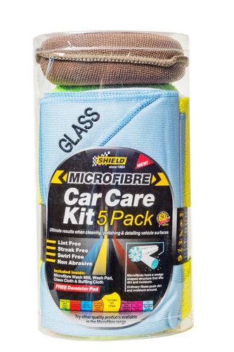 SHIELD MICROFIBRE 5 PACK CAR CARE KIT