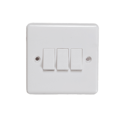 KENGO CURVE 3 GANG 2WAY WHITE  SWITCH