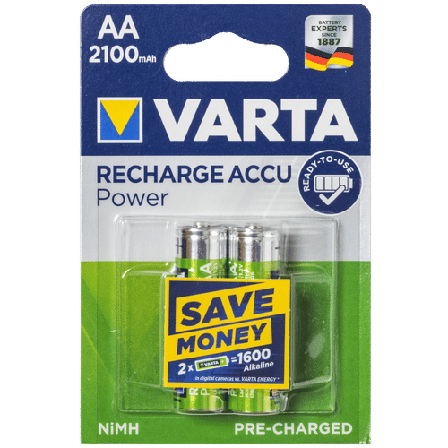VARTA RECHARGE ACCU POWER 2 PACK AA ALKALINE BATTERY