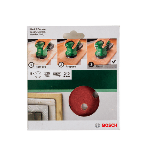 BOSCH ROUND 240 GRIT 125mm ORBITAL SAND SHEETS