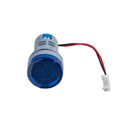 ACDC AD16-22VAM-B ROUND BLUE LED DISPLAY 100a 28mm 50-500vac AMMETER & VOLTMETER