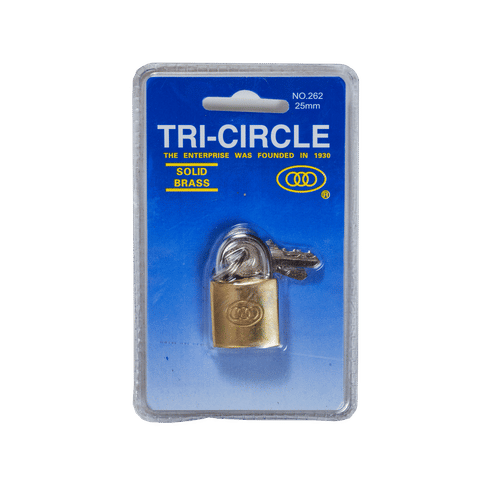  TRI-CIRCLE 25mm BRASS PADLOCK 
