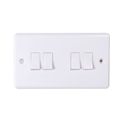 KENGO 4 GANG 2 WAY WHITE CURVE SWITCH