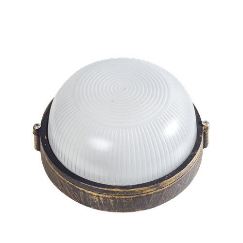 RADIANT ES BLACK/GOLD NO GUARD ROUND 60w BULKHEAD FITTING