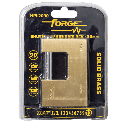 FORGE 90mm BRASS SHUTTER PADLOCK