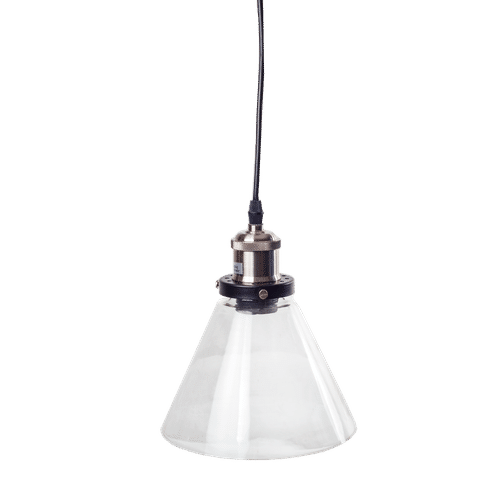 BRIGHT STAR ES SATIN CHROME CLEAR GLASS 40w PENDENT LIGHT