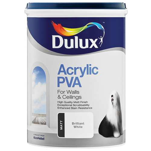 DULUX ACRYLIC PVA BRILLIANT WHITE 5Lt PAINT