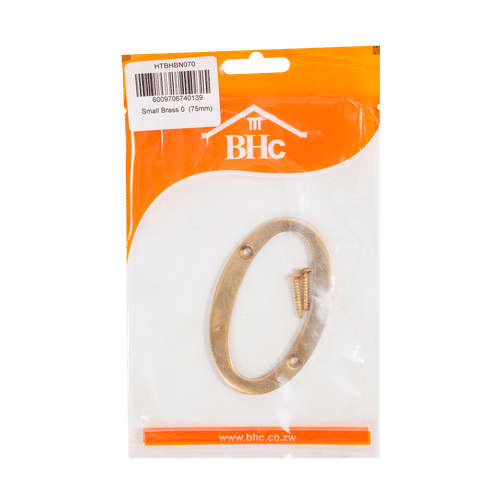 BHC SMALL 75mm No.0 BRASS NUMBER