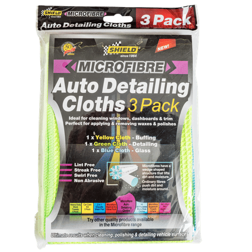 SHIELD MICROFIBRE 3 PACK AUTO DETAILING CLOTHS