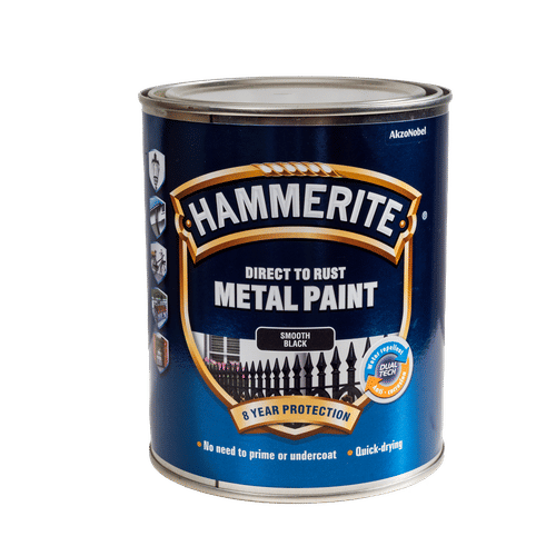 DULUX HAMMERITE SMOOTH BLACK 1Lt METAL PAINT