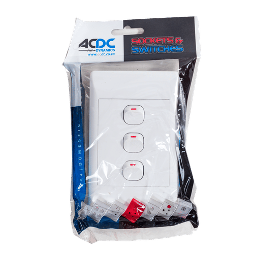 ACDC WHITE 2x4 1WAY 3GANG SWITCH COVER PLATE