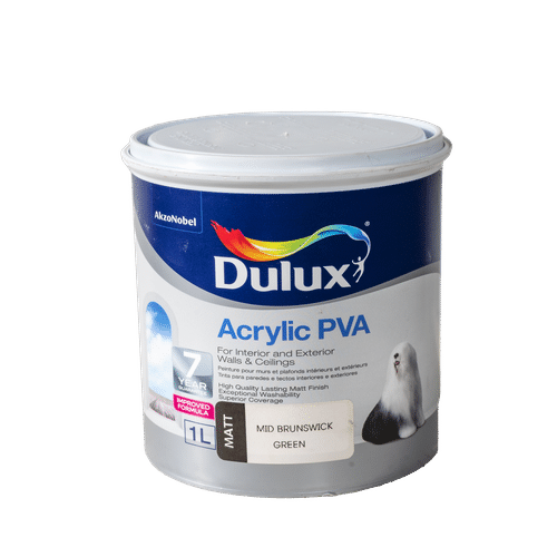 DULUX ACRYLIC PVA MID BRUNSWICK GREEN 1Lt PAINT