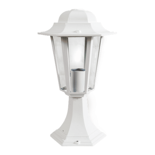 RADIANT WHITE 6 PANEL ES PEDESTAL LANTEN