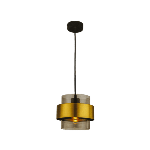 BRIGHTSTAR GOLD + SMOKEY GLASS METAL PENDANT