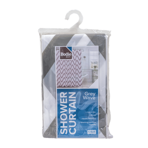 GREY WAVE SHOWER CURTAIN