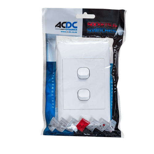 ACDC 2X4" WHITE COVE PLATE 2GANG 2 WAY SWITCH 