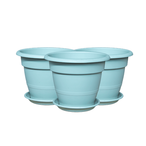 ADDIS 3PIECE 26cm GREEN PLANT POT & SAUCER