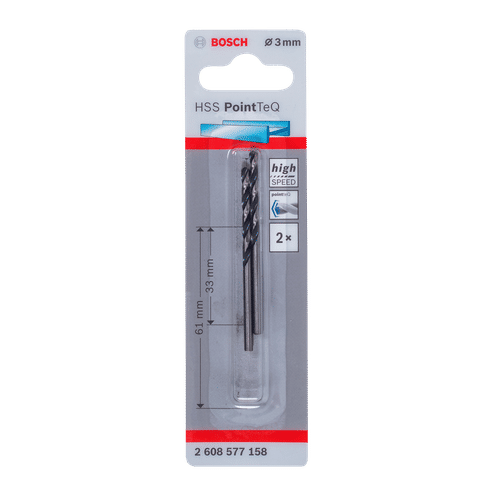 BOSCH PROFESSIONAL POINT TEQ 3x33x61mm HSS DRILL BIT