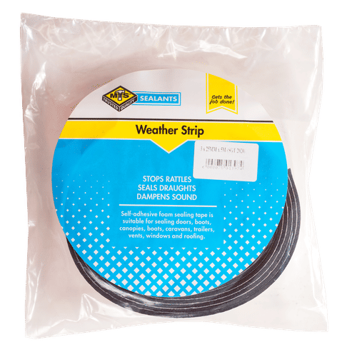 MTS BLACK 3x25mm x 5m WEATHER STRIP