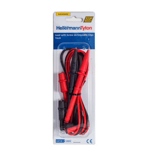 HELLERMANN TYTON TAL24 TOPTRONIC LEAD WITH CREW ON CROCODILE CLIPS