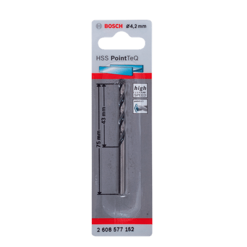 BOSCH PROFESSIONAL POINT TEQ 4.2x43x75mm HSS DRILL BIT