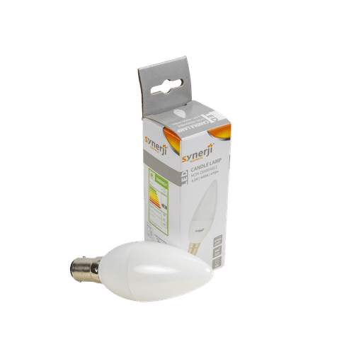 SYNERJI COOLWHITE NON-DIMMABLE C37 B15d 4.2w LED CANDLE