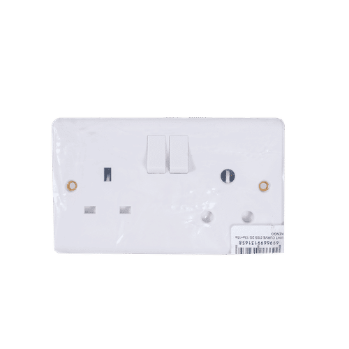 KENGO 2GANG CURVED 13a+15a DOUBLE SWITCHED SOCKET