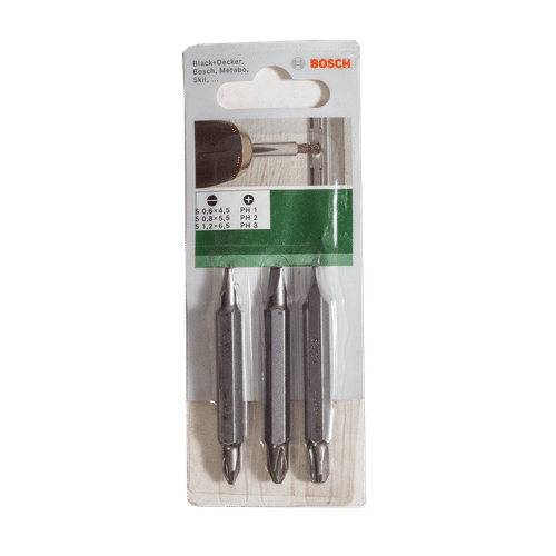 BOSCH PH&LS DOUBLE END 3 PIECE SCREWDRIVER BIT SET