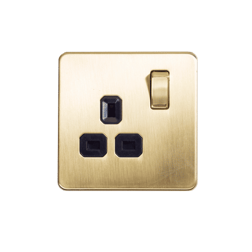 KENGO SATIN BRASS SWITCH 1 GANG 13a SOCKET OUTLET