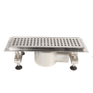 TBC 200mm LINEAR CHANNEL FLOOR DRAIN WITH STAINLESS STEEL CASE & WAVE GRATE