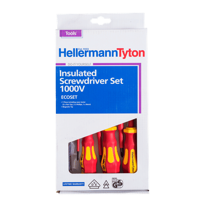 HELLERMANN TYTON ECOSET 1000v 7 PIECE INSULATED SCREWDRIVER SET
