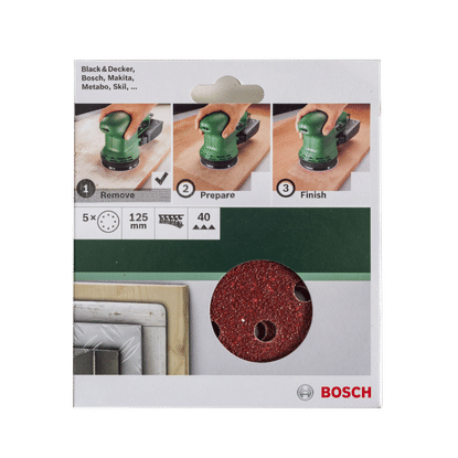 BOSCH ROUND 40 GRIT 125mm ORBITAL SAND SHEETS