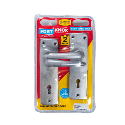 FORT KNOX SATIN CHROME PLATED 2 LEVER LOCKSET  